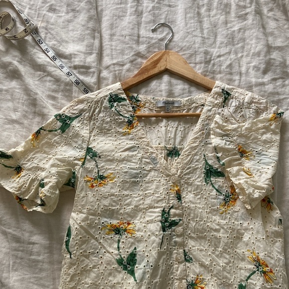 Madewell Eyelet Village Floral Ruffle Sleeve Top - Picture 4 of 6